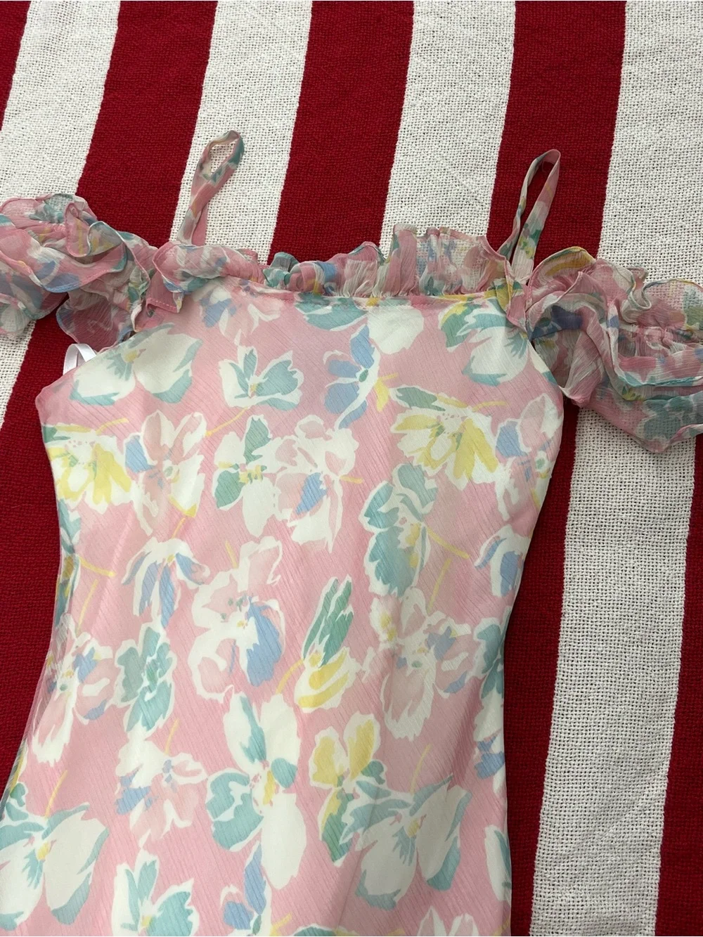 Ralph Lauren Pink Floral Ruffle Dance Dress Girls Size 10